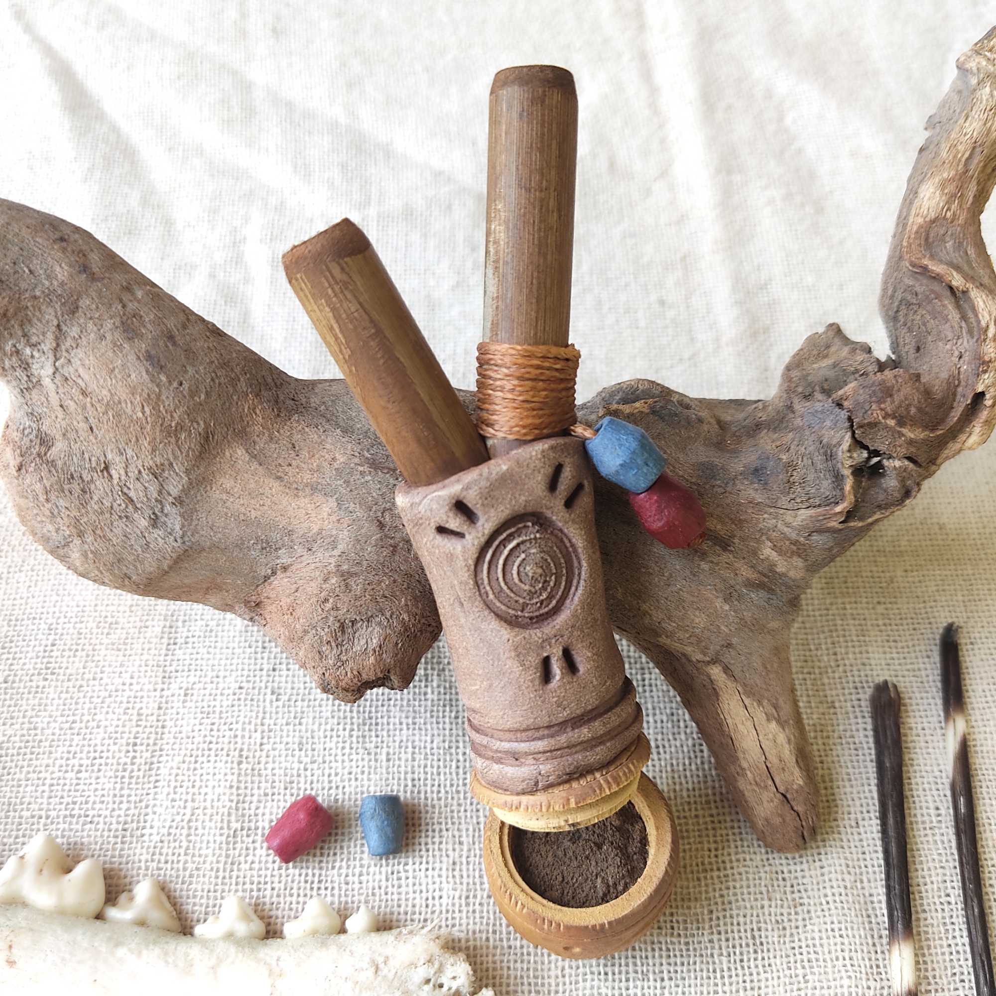 Sacred Snuff Container, Handmade Brazilian Craft, Original Rapeh Tool,  Healing